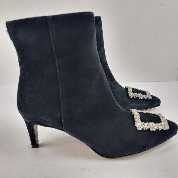 Sam Edelman Ulissa Luster Black Suede Rhinestone Mid Boots Size 6.5M - Picture 10 of 13